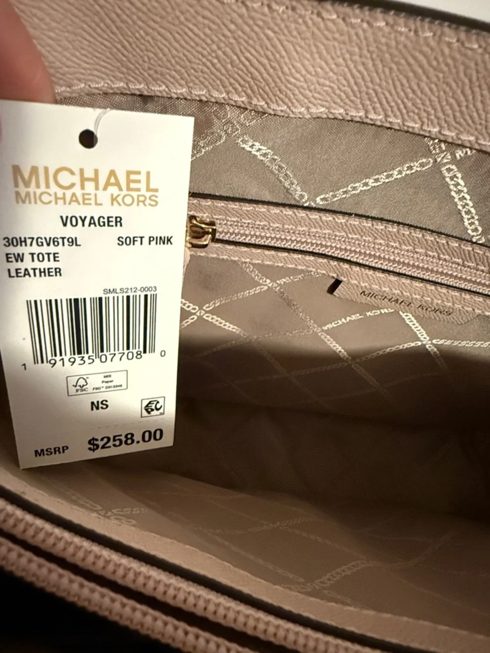 NWT! Michael Kors Pink Beige Saffiano Leather Tote - Picture 2 of 8